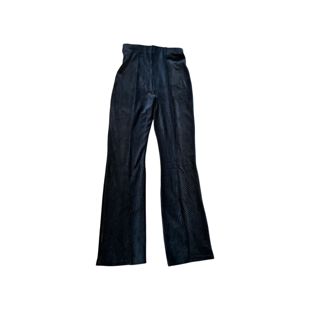 New In Womens Black Velvet Corduroy Flare Pants High Waisted Ribbed‎ Stretchy